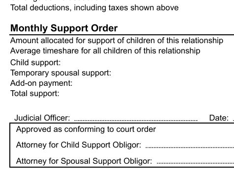 Sample support order report